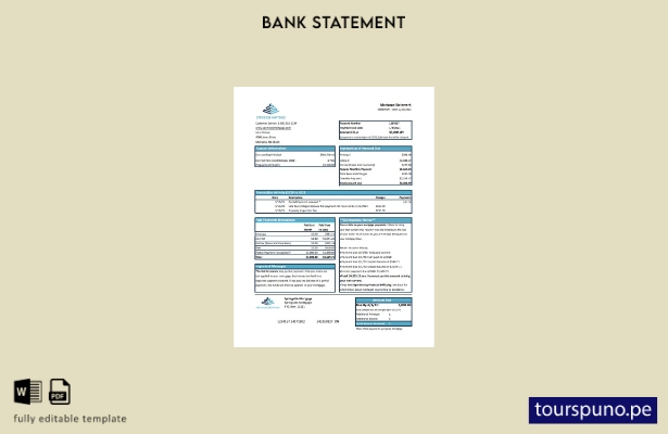 listo para imprimir plantilla de Excel de extracto bancario de Springside Mortga